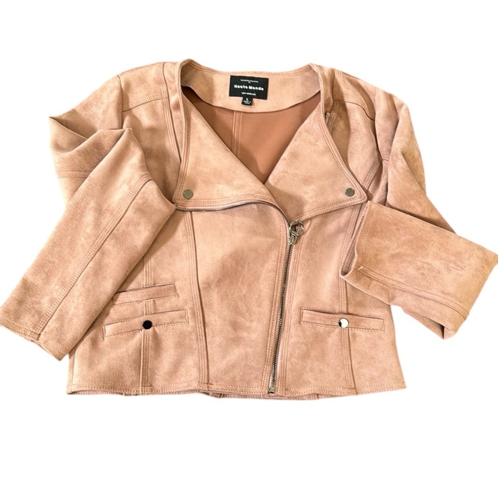Haute Monde Suede Leather Jacket in Blush Size Large